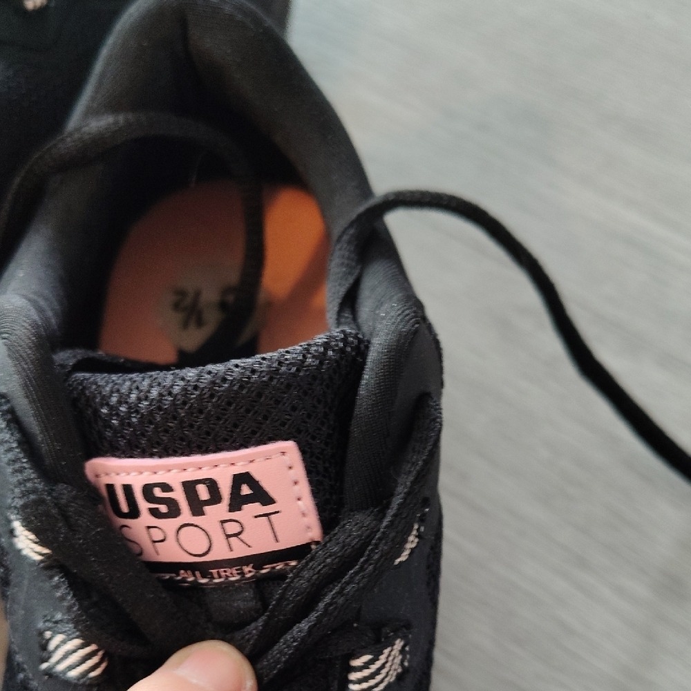 US Polo Assn Sport Womens Black‎ Rose Gold Mesh Sneakers USPA All Trek 6.5 - Picture 2 of 6